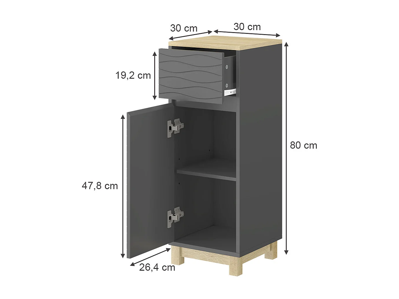 Midischrank anthrazit 30x30x80 livia