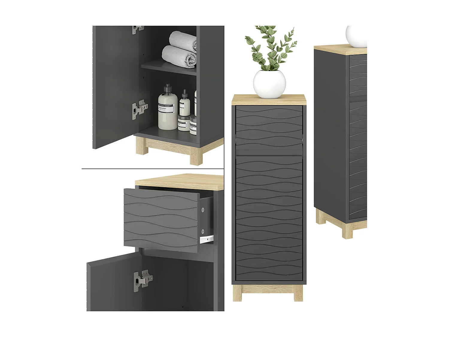 Meuble middle anthracite 30x30x80 livia