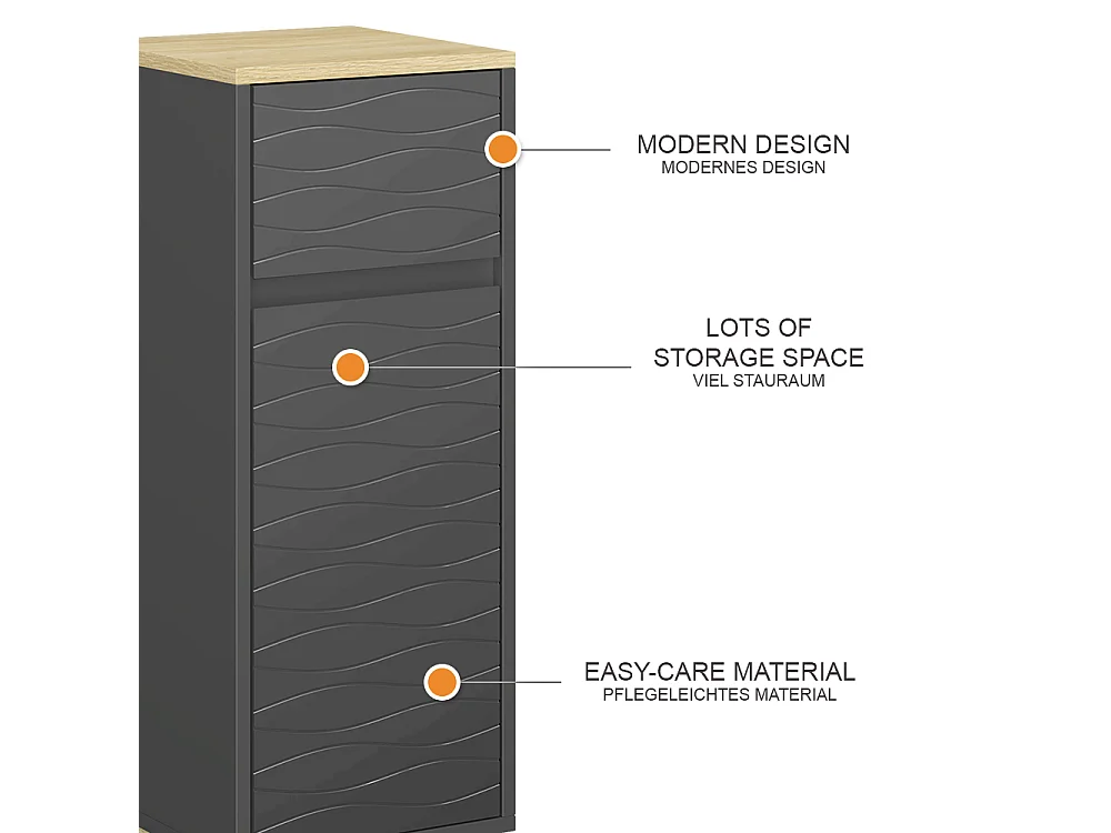 Meuble middle anthracite 30x30x80 livia