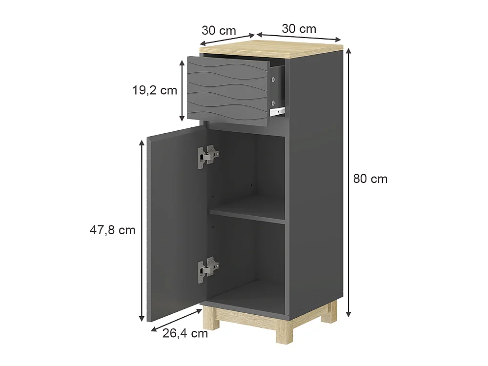Midikast antraciet 30x30x80 livia