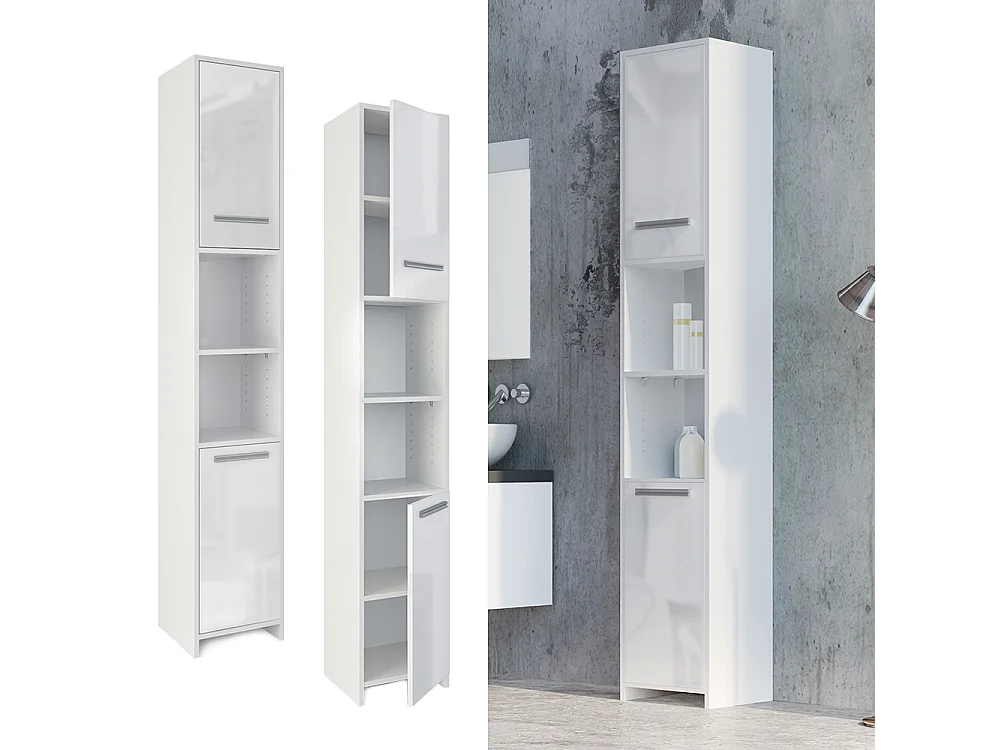 Badschrank weiß hochglanz/weiß 30x30x195 kiko