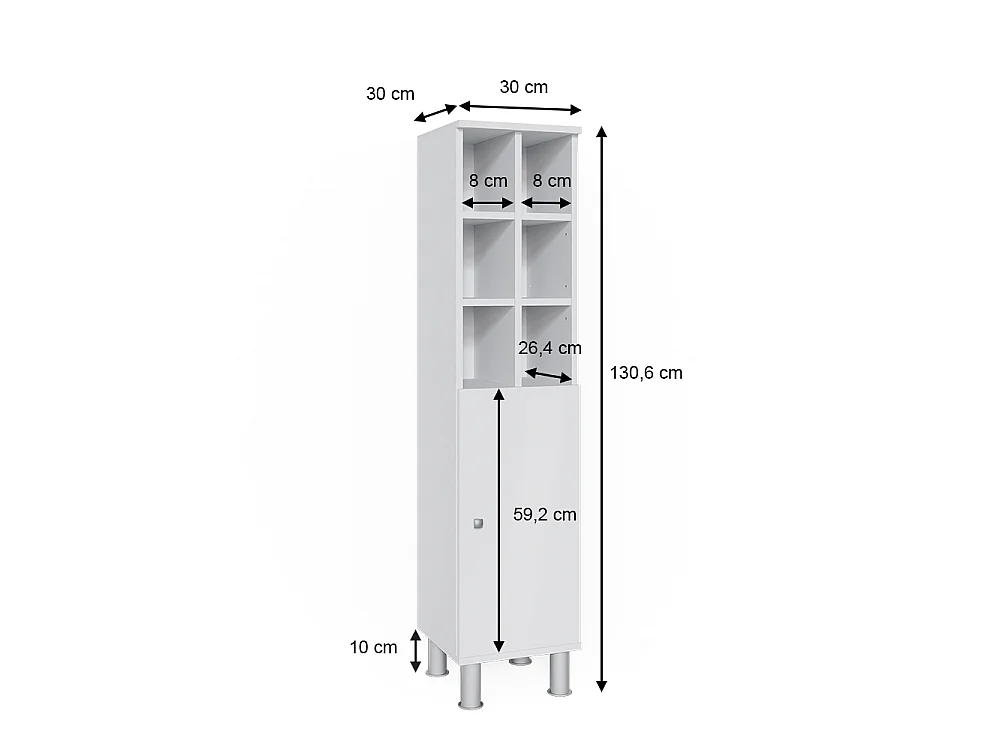 Midischrank weiß 30x30x130.6 fynn