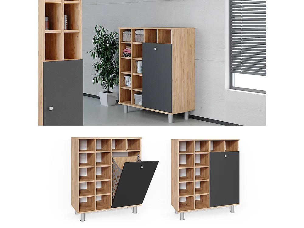 Armoire de salle de bain anthracite 78.4x34x91.6 fynn