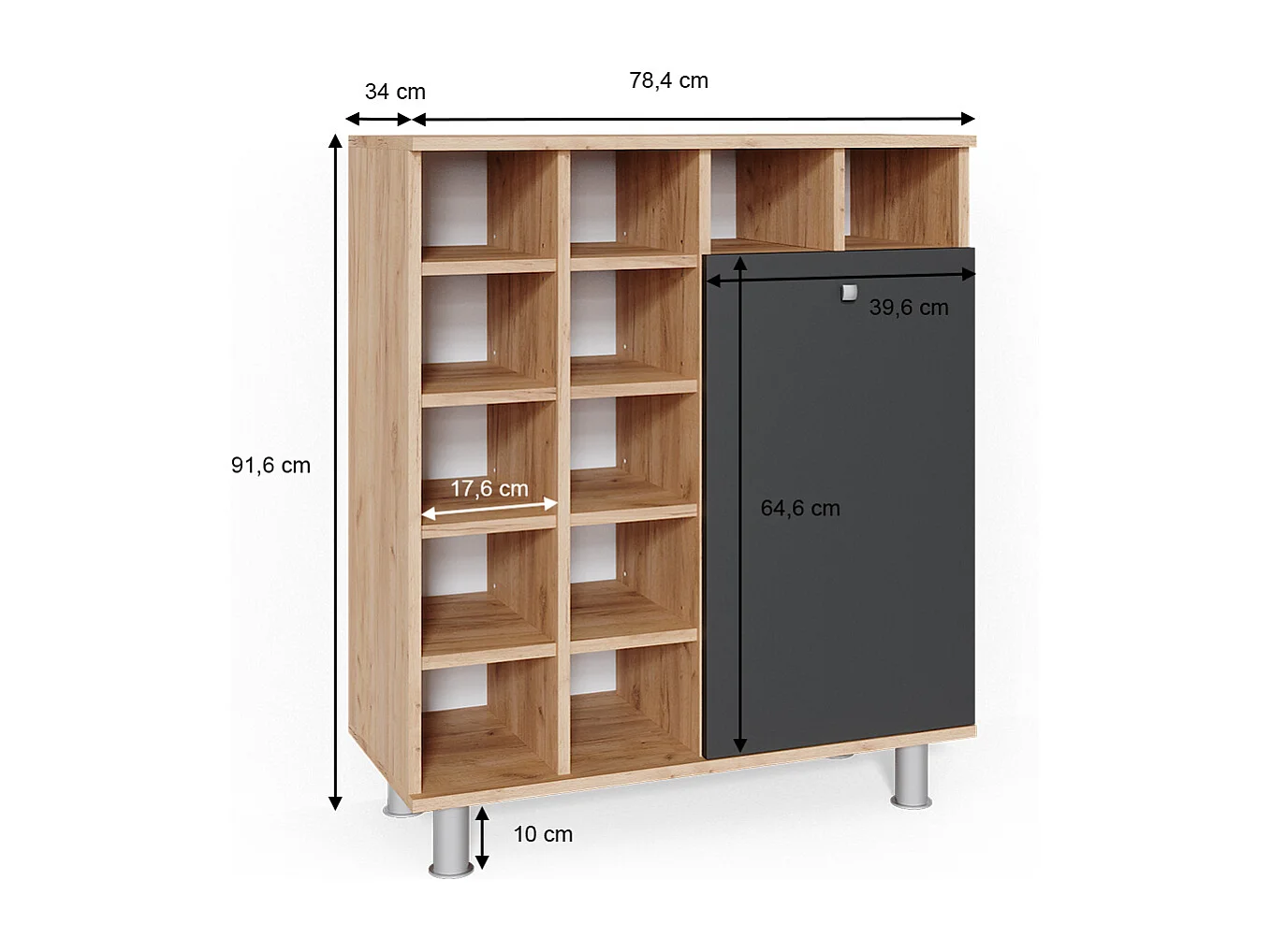 Armoire de salle de bain anthracite 78.4x34x91.6 fynn