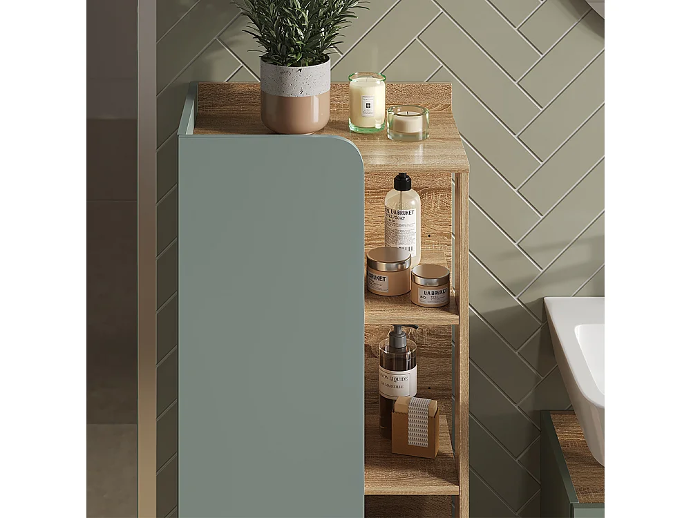 Halfhoge kast sonoma/blauw 50x35x128 karen