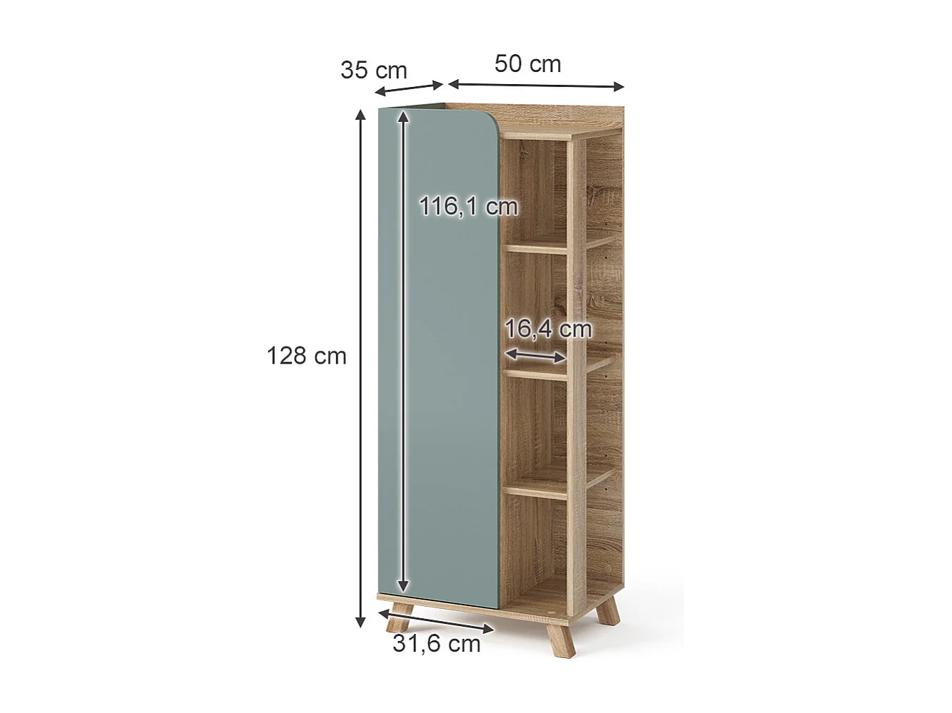 Meuble salle de bain sonoma/bleu 50x35x128 karen