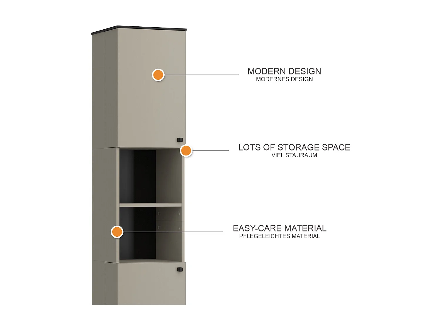 Armoire de salle de bain grège 37x34x192 joli