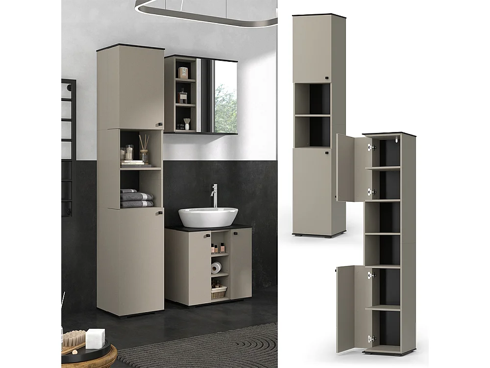 Armoire de salle de bain grège 37x34x192 joli