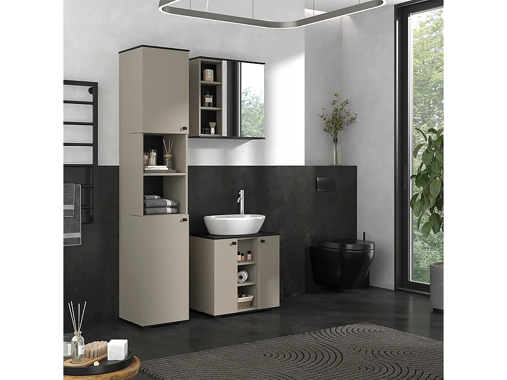 Armoire de salle de bain grège 37x34x192 joli