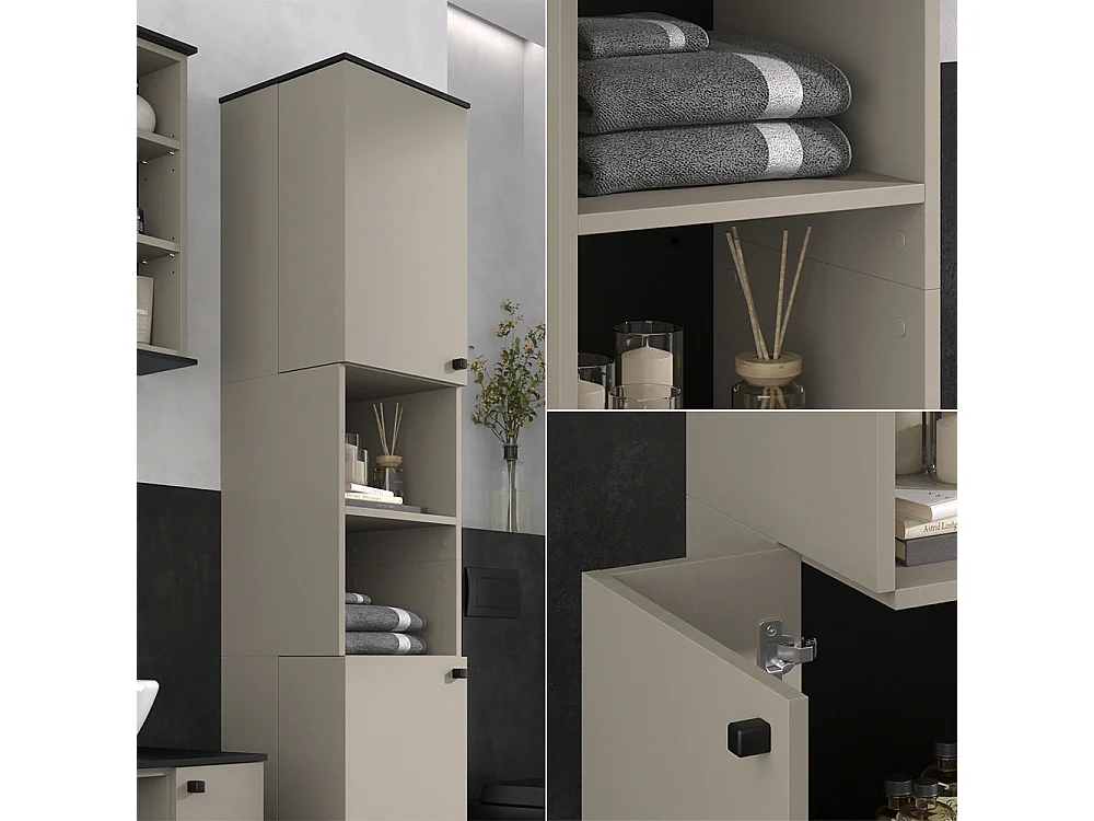 Armoire de salle de bain grège 37x34x192 joli