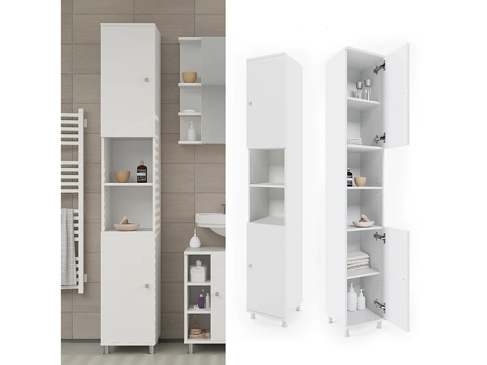 Meuble salle de bain blanc 30x30x190 fynn