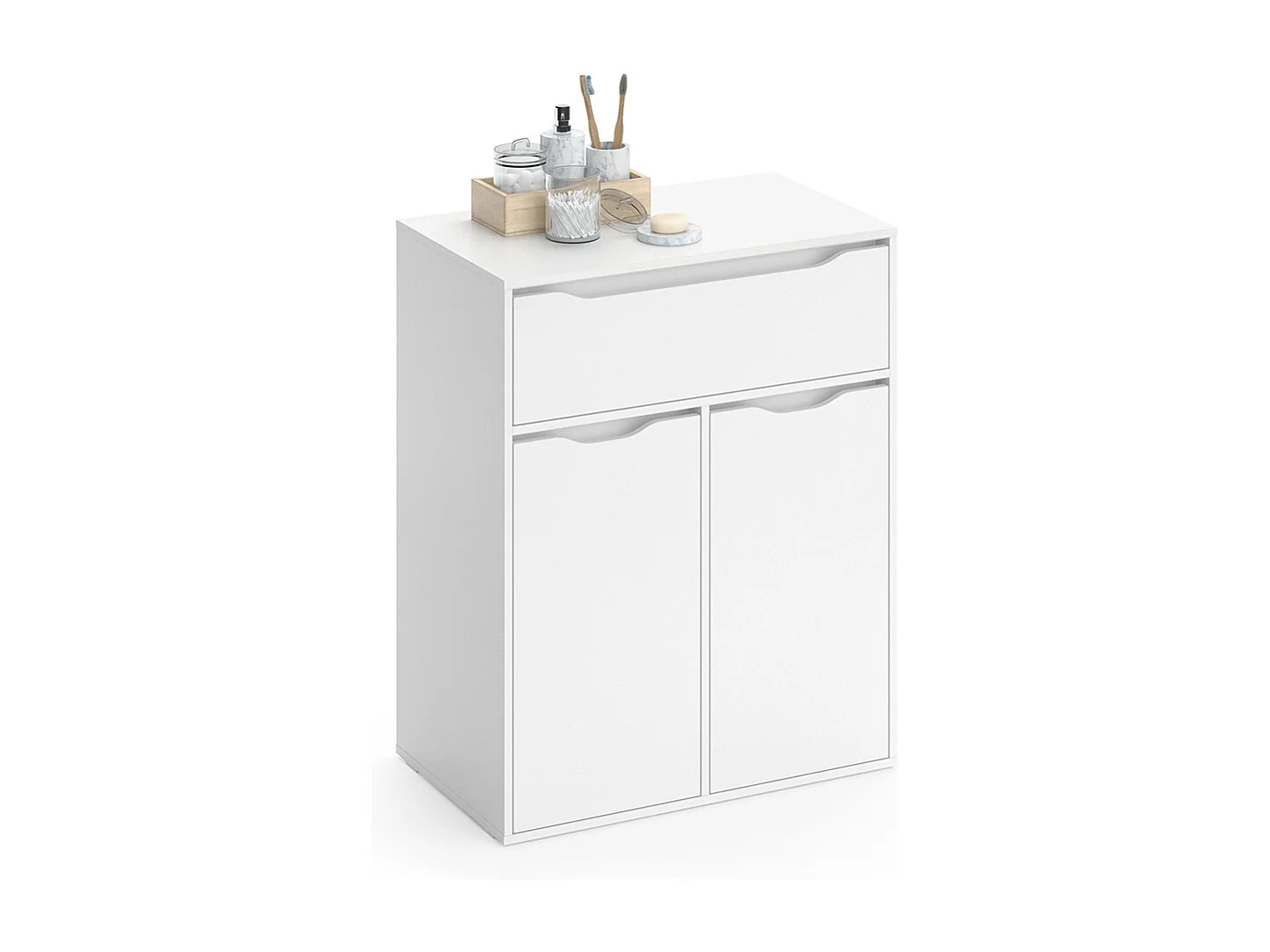 Armadietto da bagno con portabiancheria bianco 80.2x48x101.9 ruben