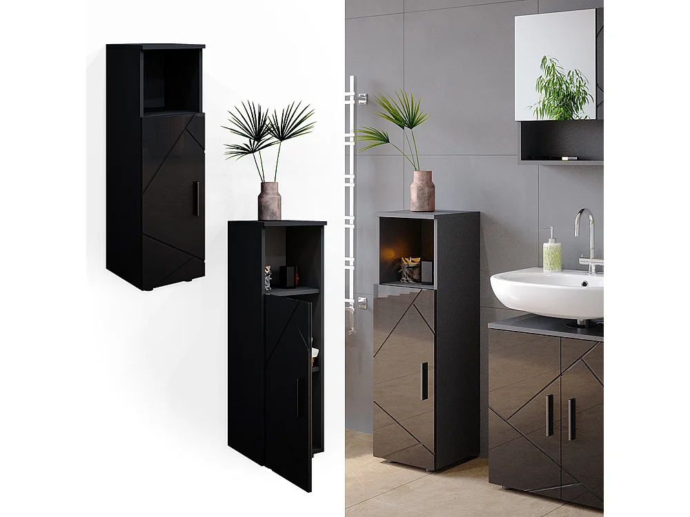 Meuble salle de bain anthracite haute brillance 30x30x95 irma