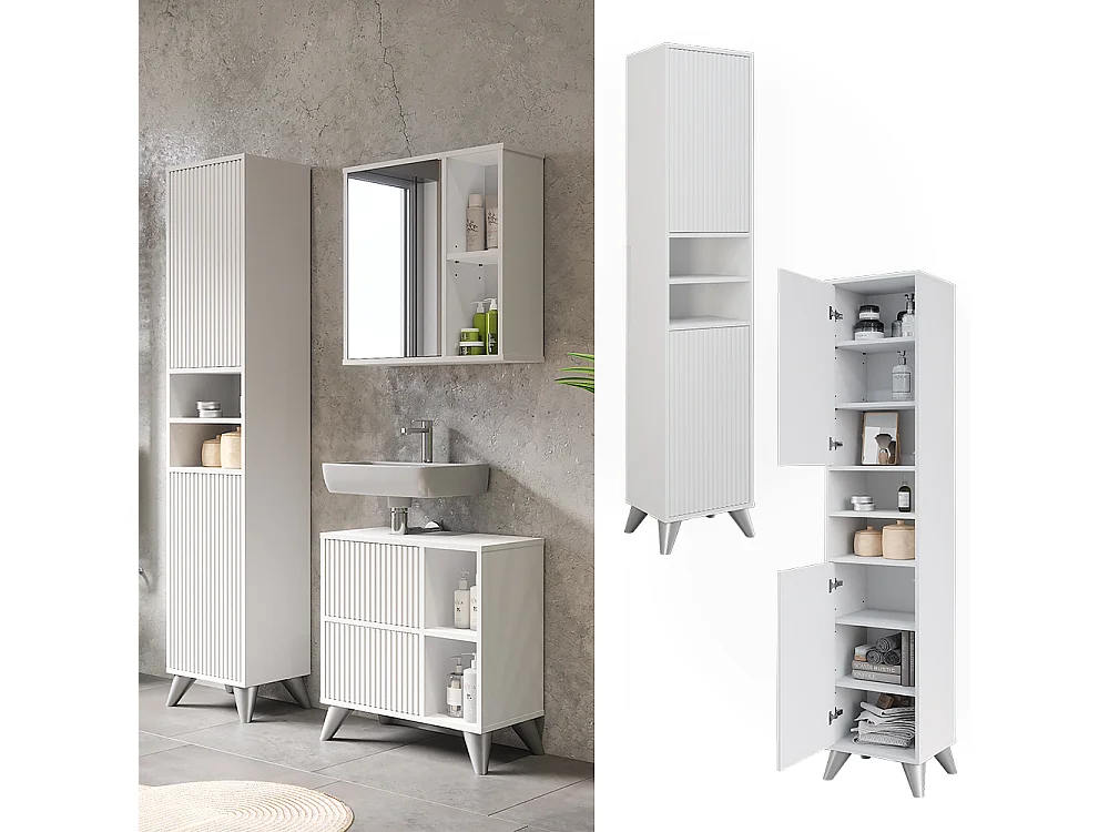 Badschrank weiß 38x30x180 leano