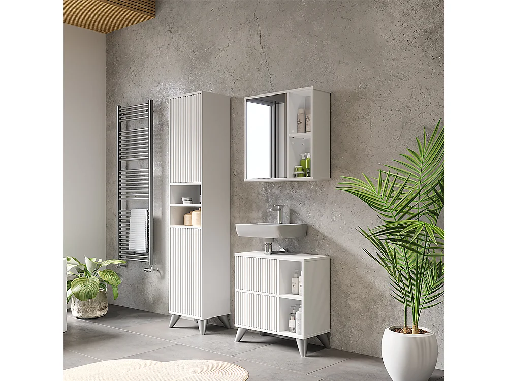 Badschrank weiß 38x30x180 leano