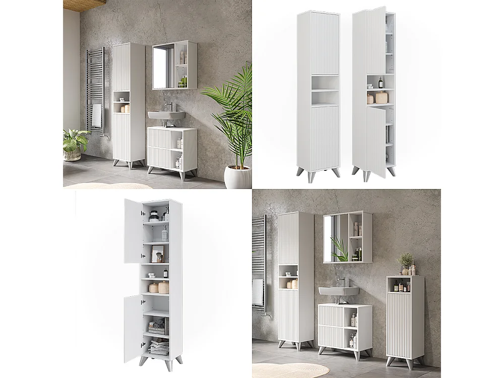 Badschrank weiß 38x30x180 leano