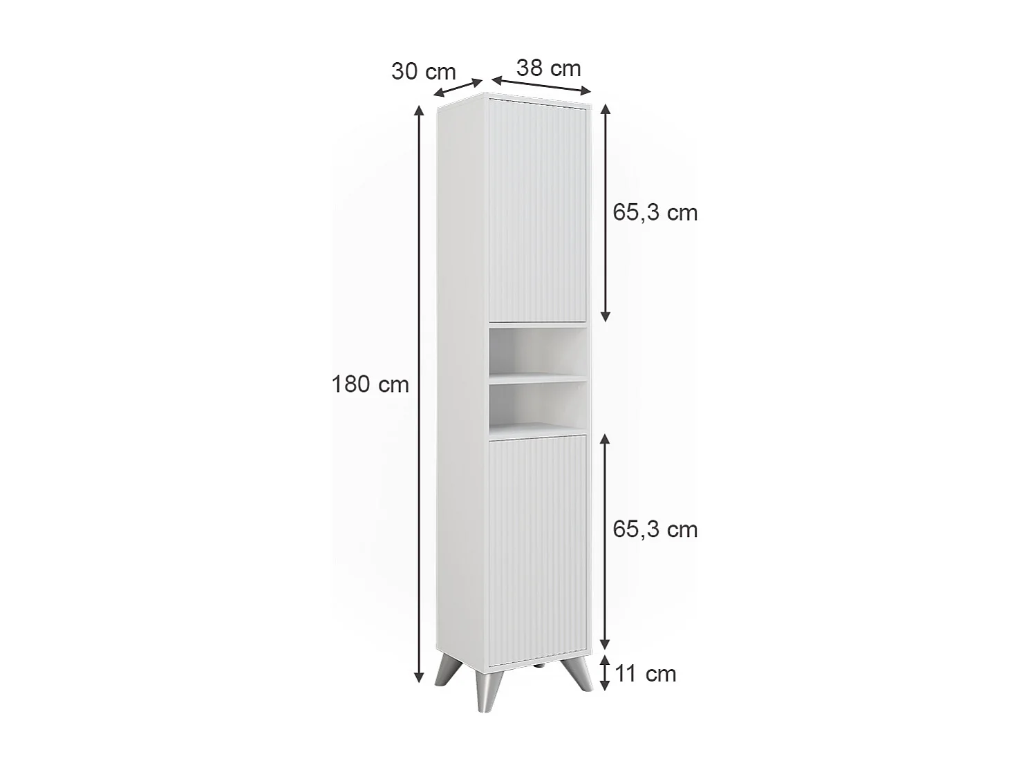 Armoire de salle de bain blanc 38x30x180 leano