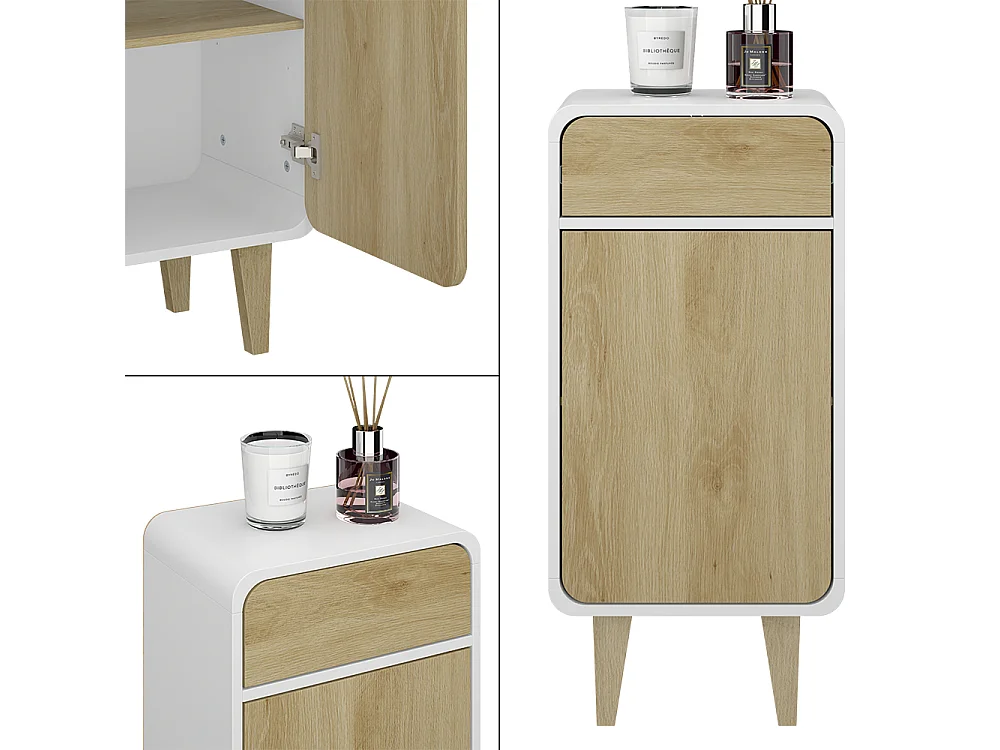 Midischrank weiß/eiche 40x30x81 arla