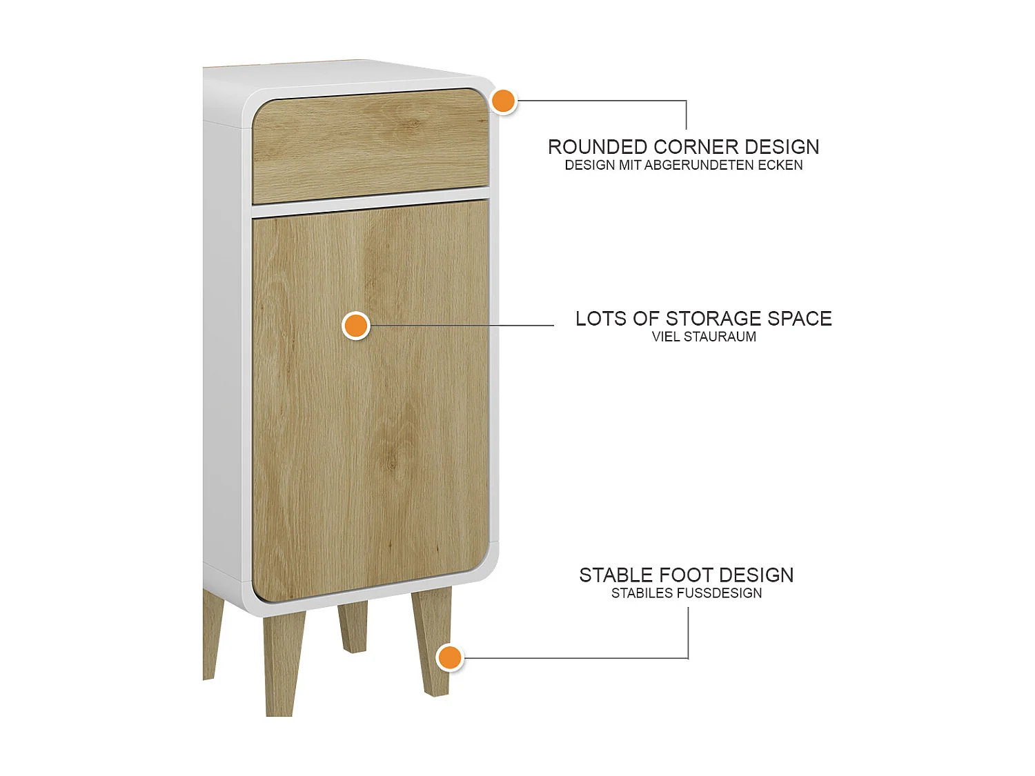 Meuble midisch blanc/chêne 40x30x81 arla