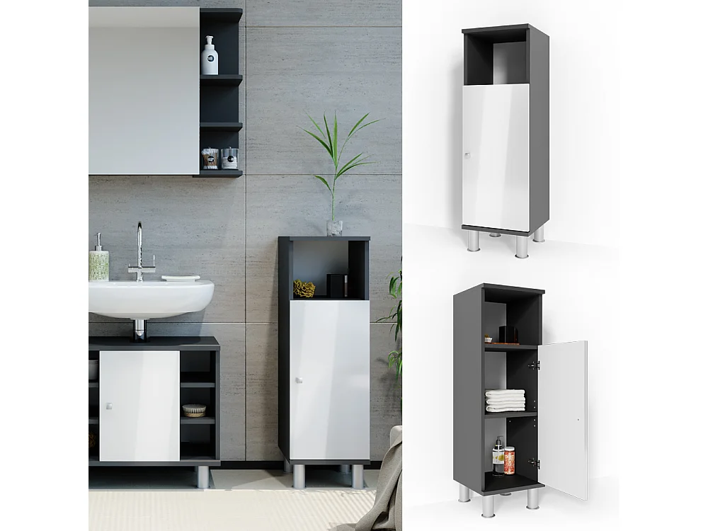 Meuble salle de bain anthracite 30x30x95 fynn