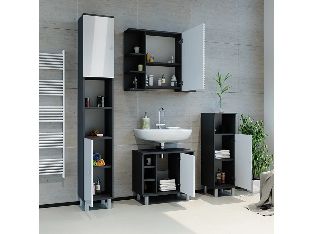 Meuble salle de bain anthracite 30x30x95 fynn