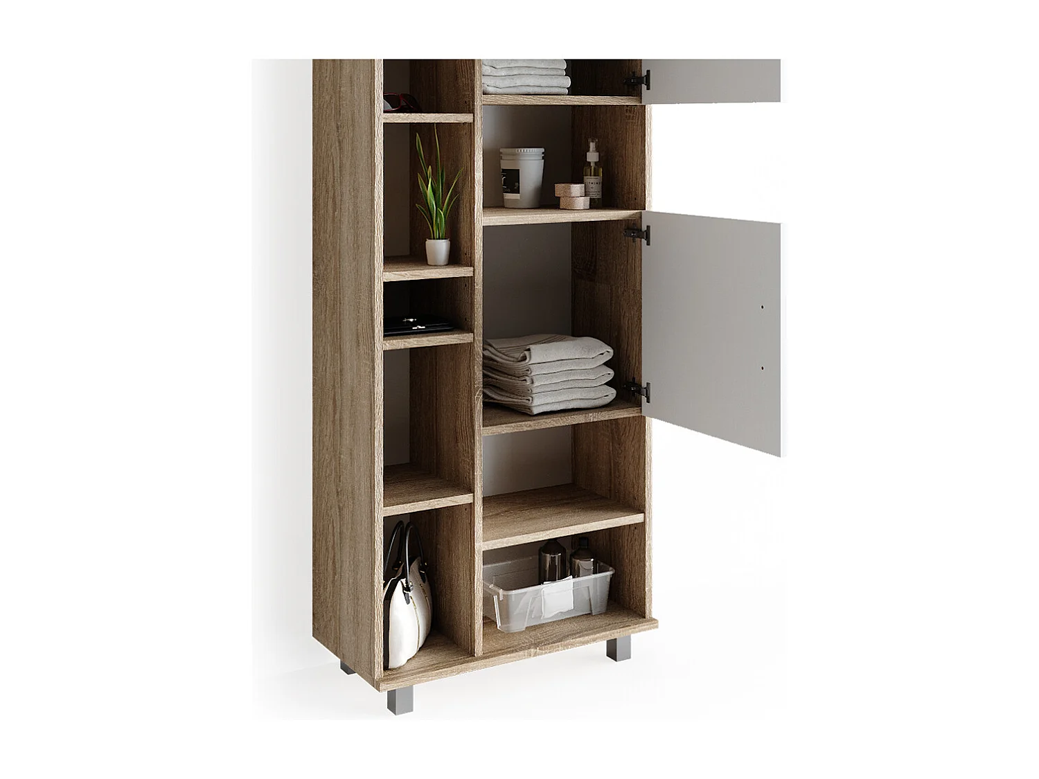 Badschrank weiß/sonoma 60x30x190 ilias