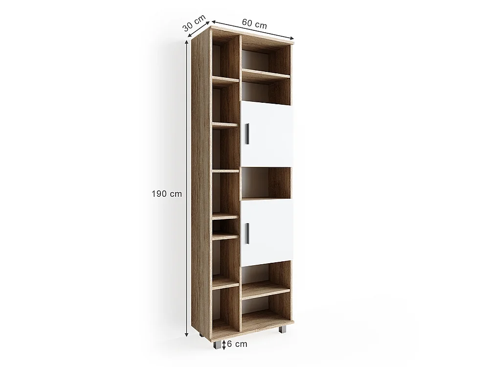 Szafka łazienkowa biały/sonoma 60x30x190 ilias