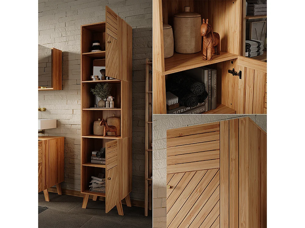 Armoire de salle de bain bambou 40x36x177 lucie