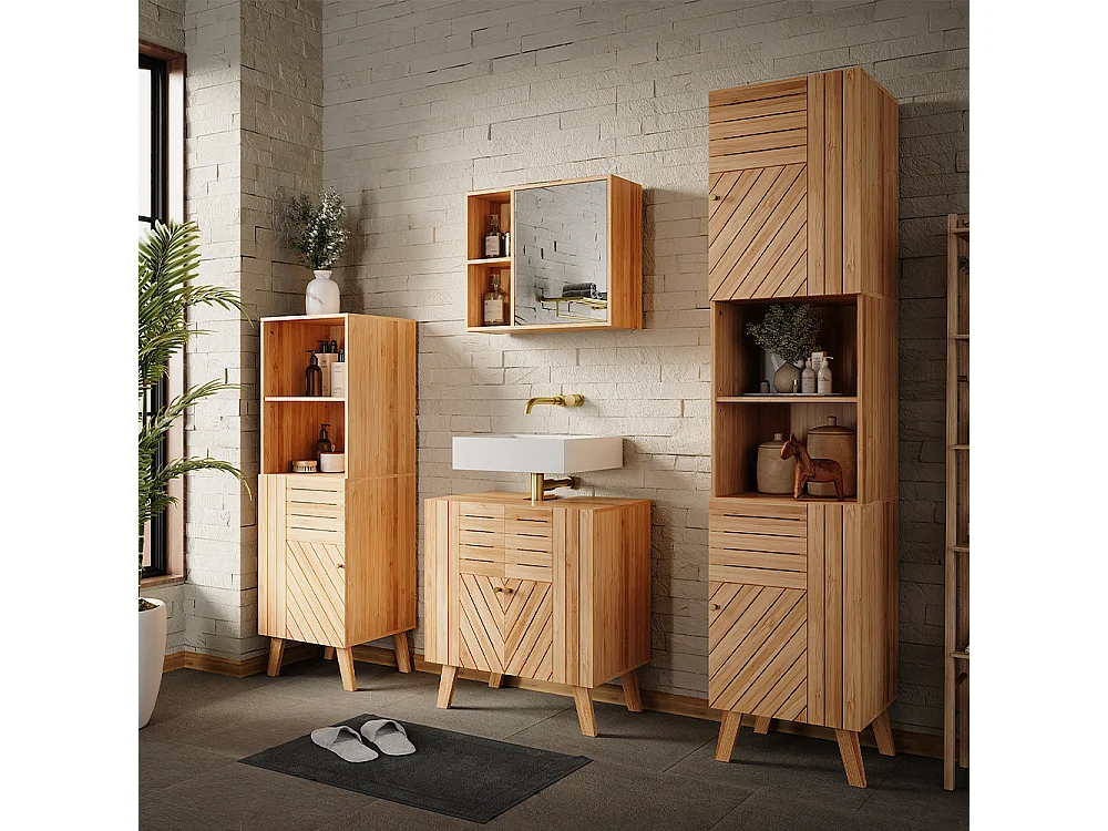 Armoire de salle de bain bambou 40x36x177 lucie