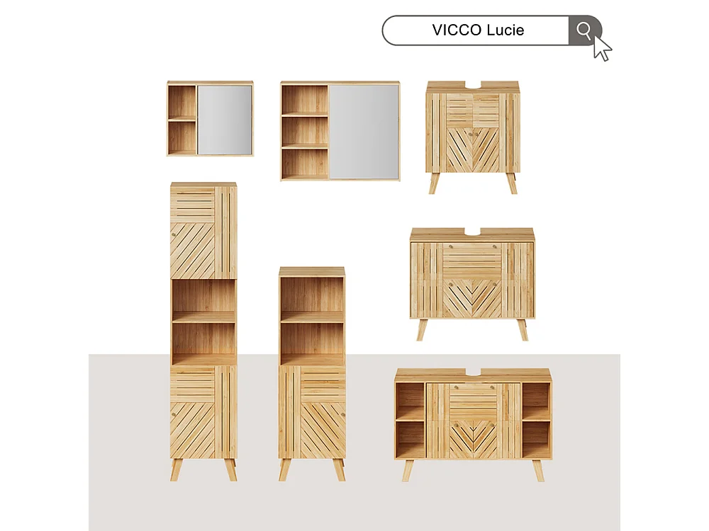 Armoire de salle de bain bambou 40x36x177 lucie