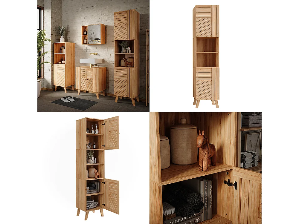 Armoire de salle de bain bambou 40x36x177 lucie