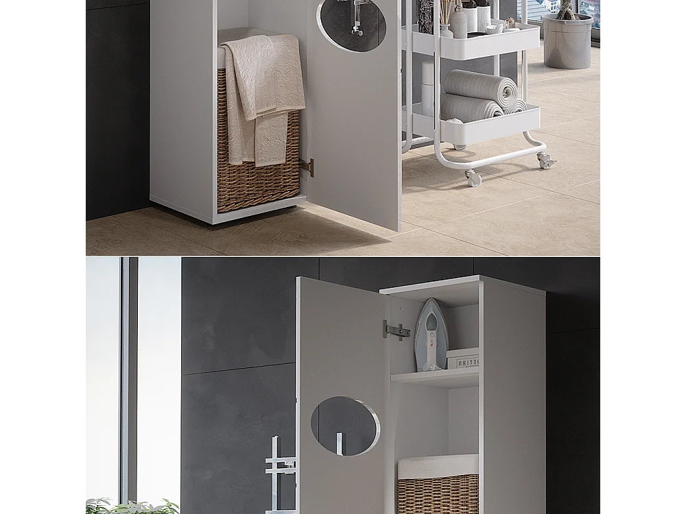 Armoire à linge  blanc 37.2x32x192 irma