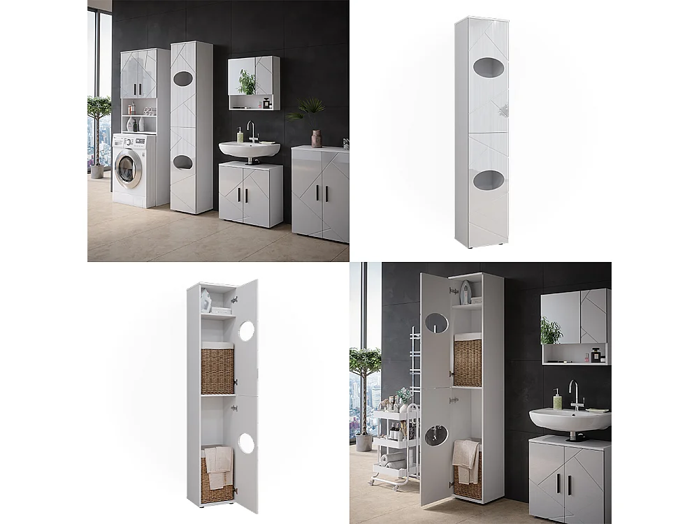 Armoire à linge  blanc 37.2x32x192 irma