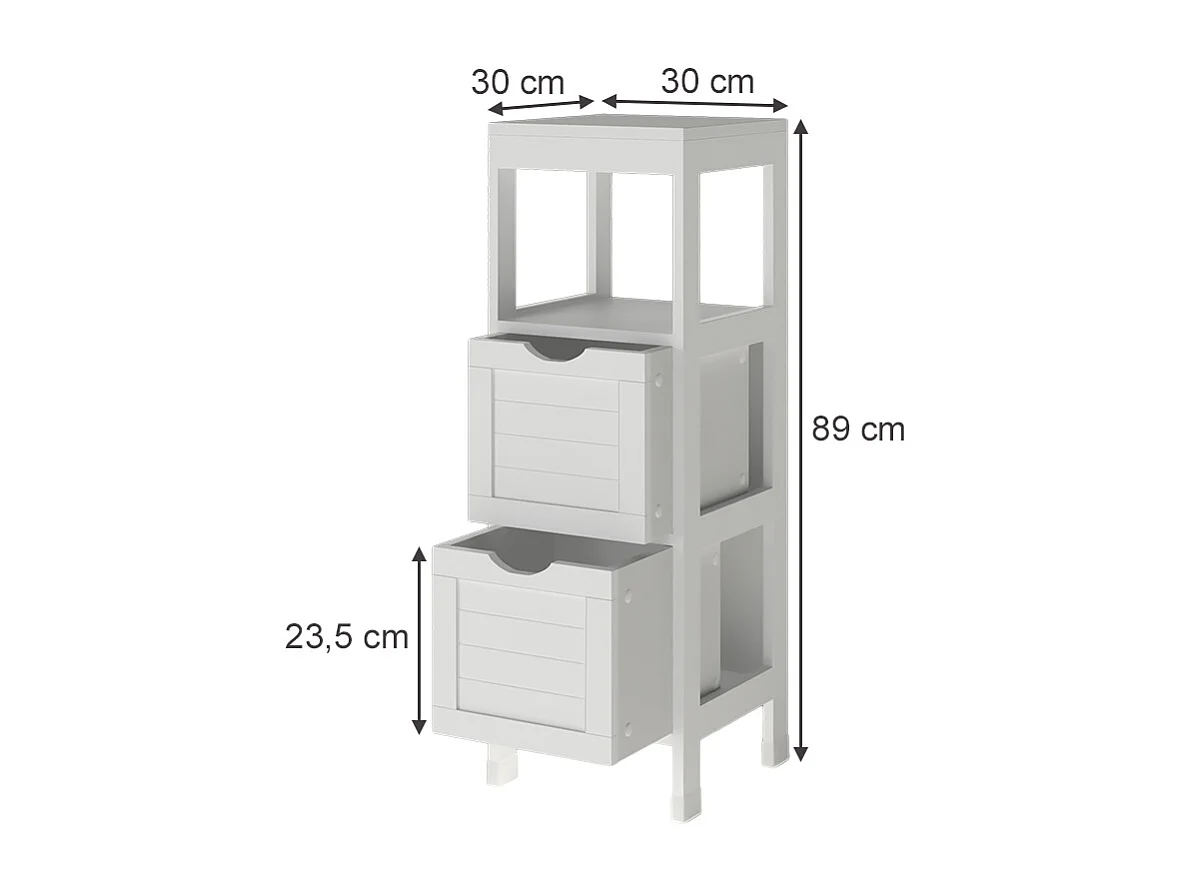 Meuble salle de bain blanc 30x30x89 vilda
