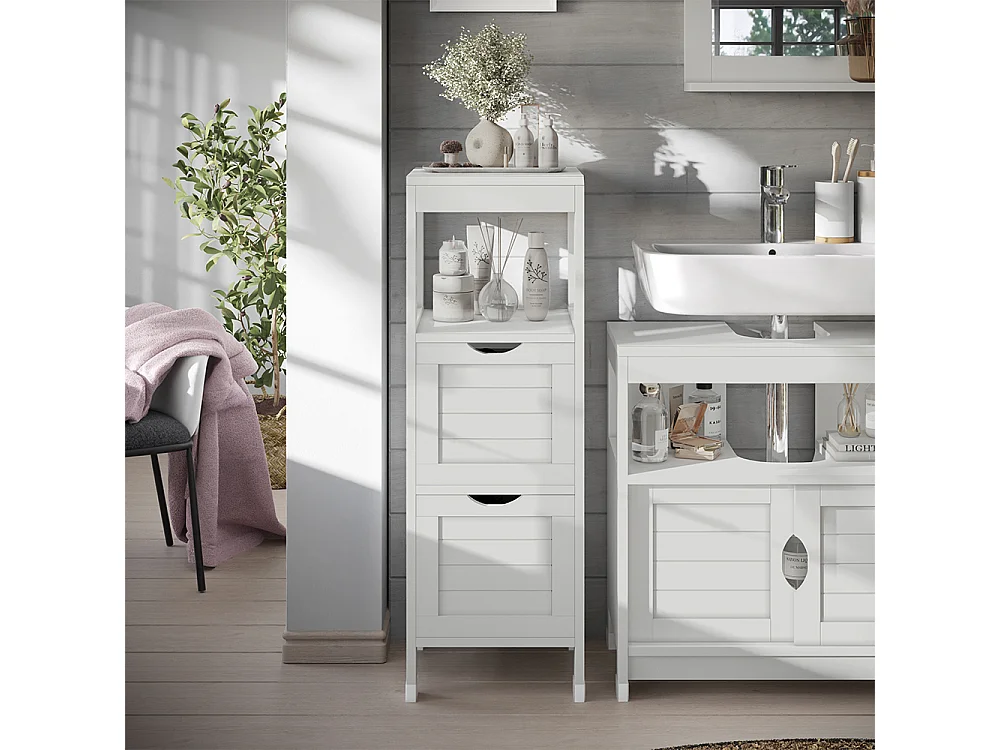 Meuble salle de bain blanc 30x30x89 vilda