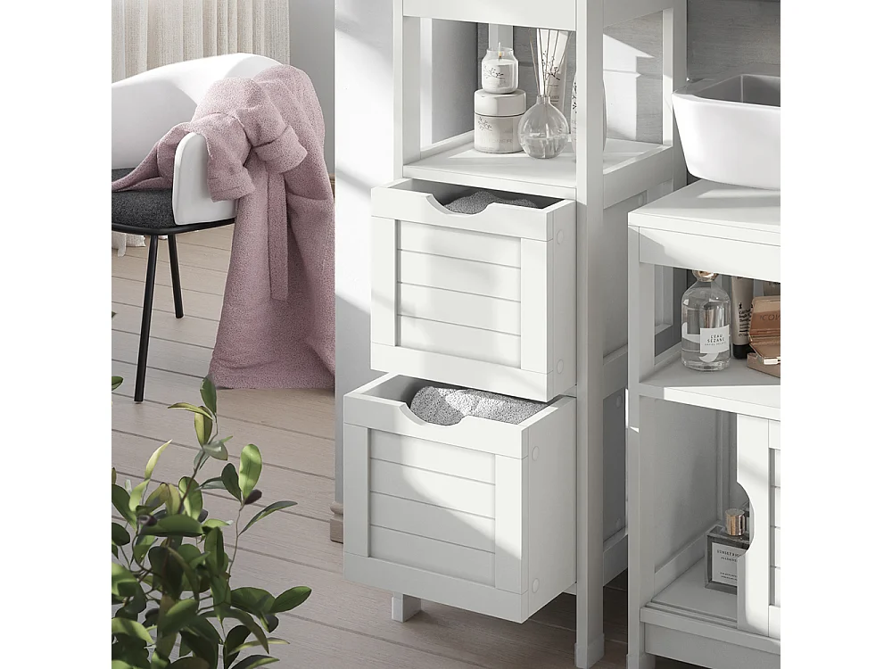 Meuble salle de bain blanc 30x30x89 vilda