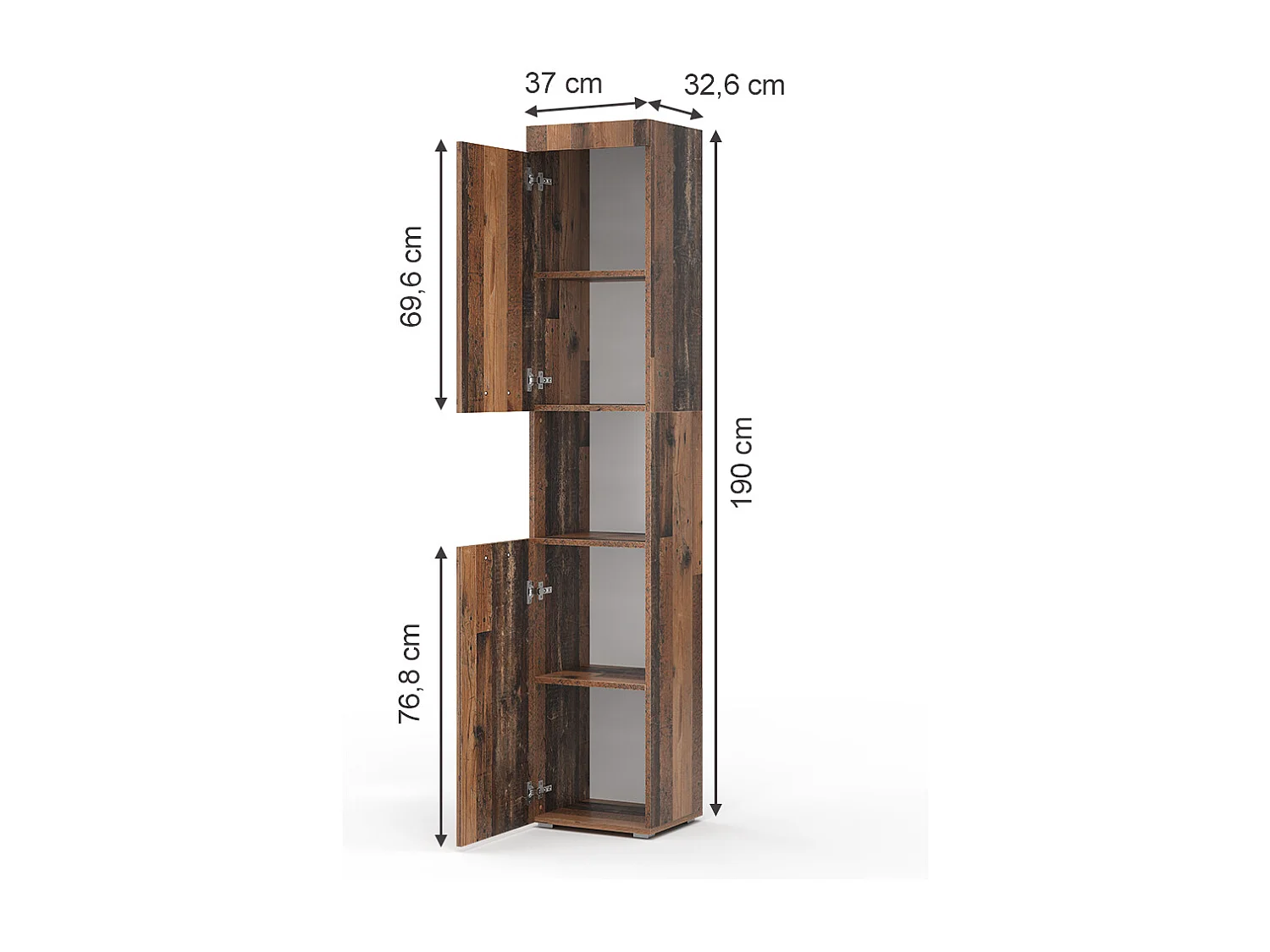 Badkamermeubel oldstyle 37x32.6x190 luna