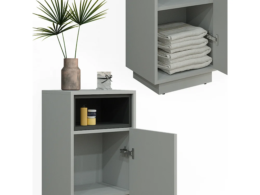 Meuble salle de bain gris 38x30x93 beatrice