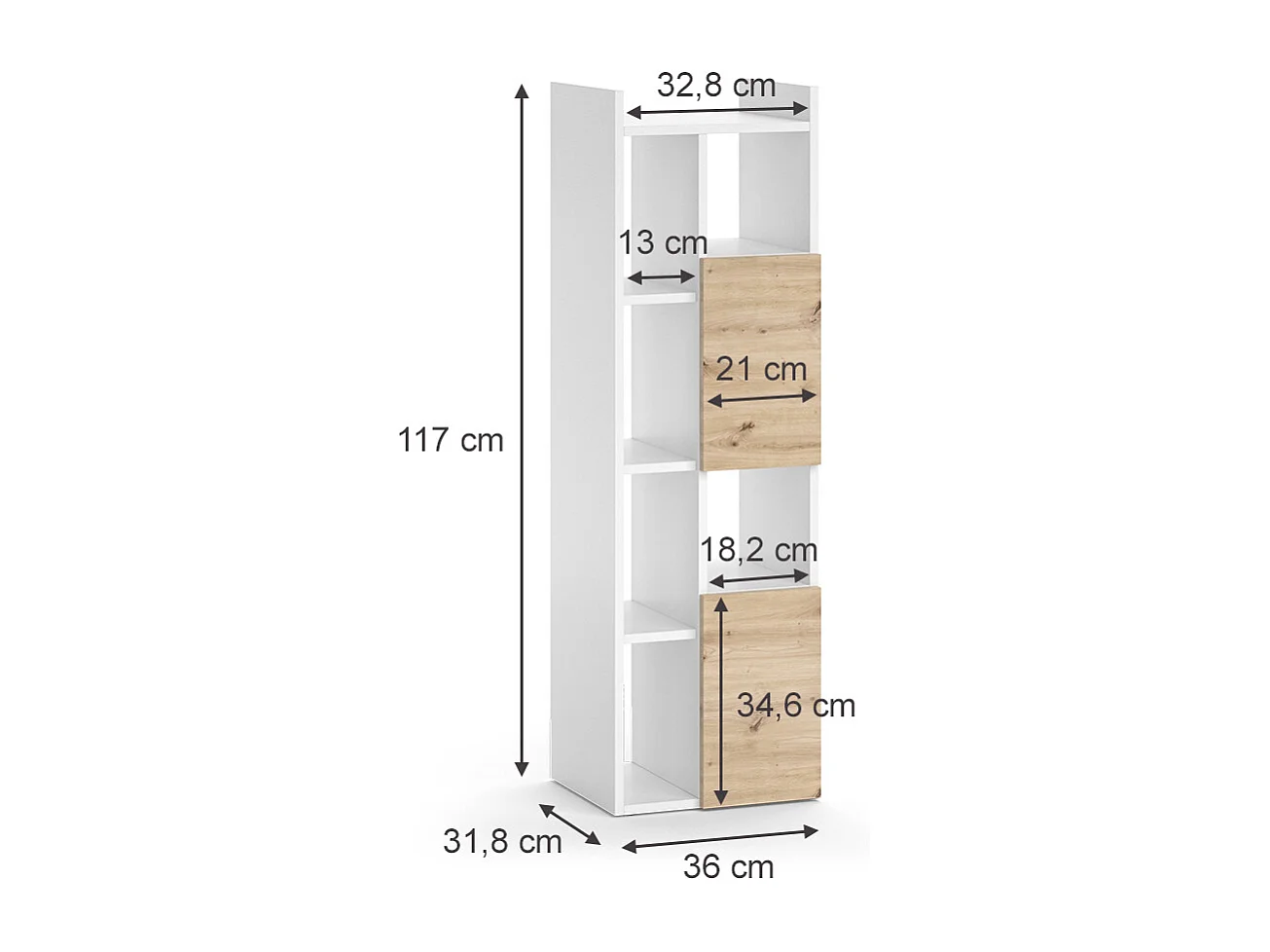 Badkamerkast wit 36x36x117 alf