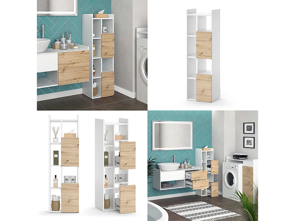 Armoire de salle de bain blanc 36x36x117 alf