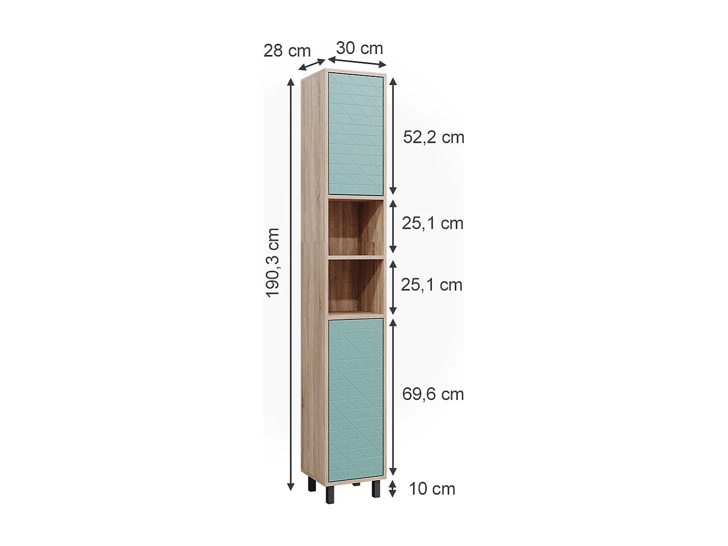 Meuble salle de bain vert menthe 30x28x190.3 agasta