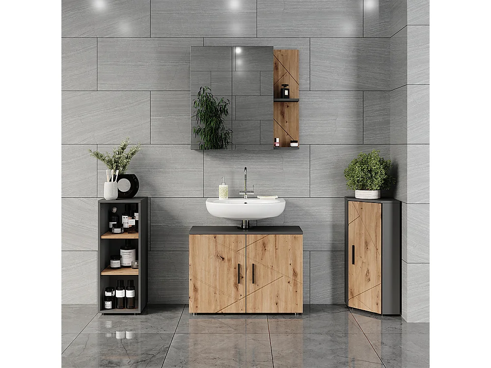 Armoire Midischrank anthracite/artisan 30x30x81 irma