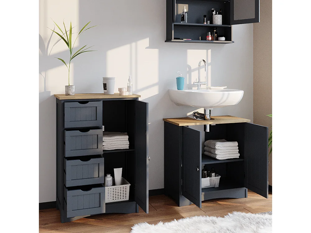 Badschrank grau 55x30x81 bianco