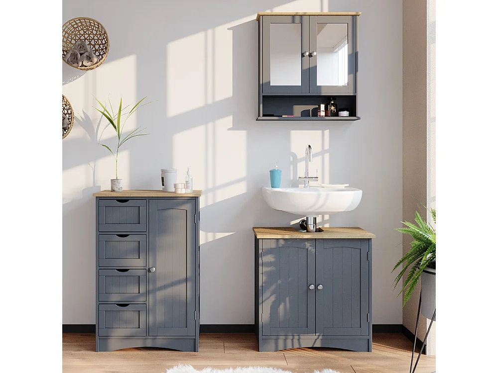 Meuble salle de bain gris 55x30x81 bianco