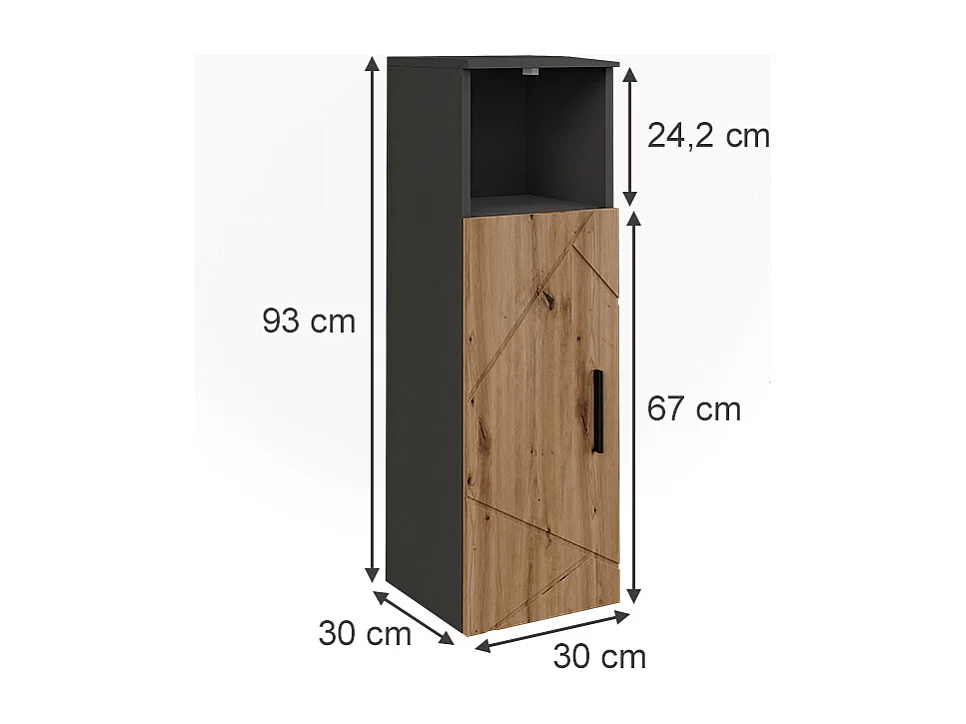 Armoire Midischrank anthracite/artisan 30x30x93 irma