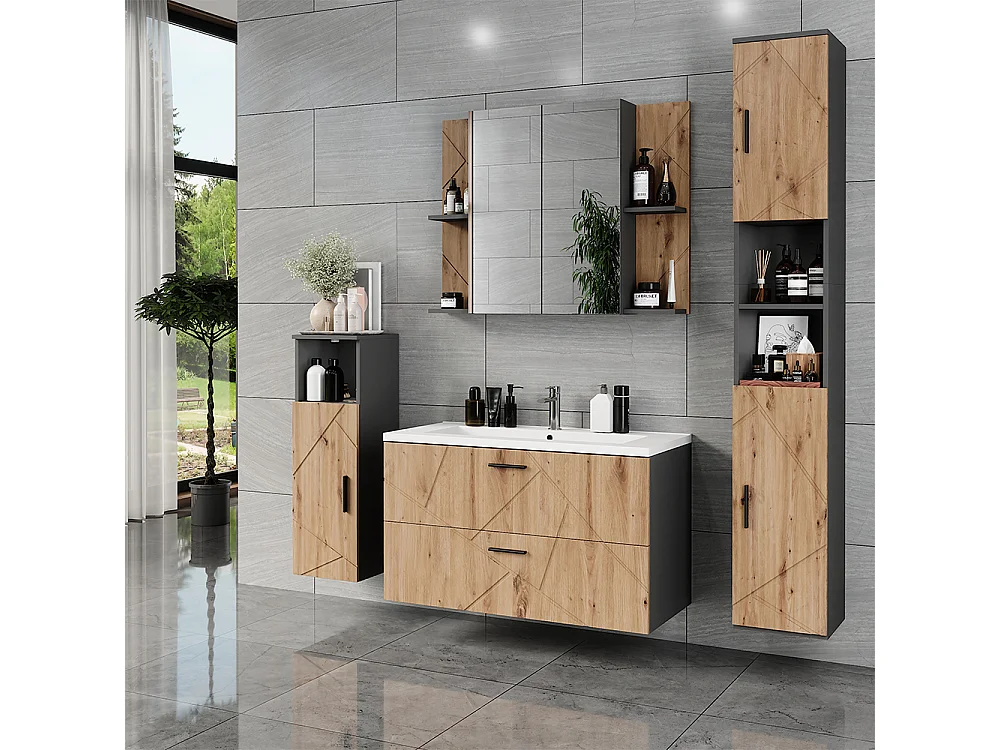 Armoire Midischrank anthracite/artisan 30x30x93 irma