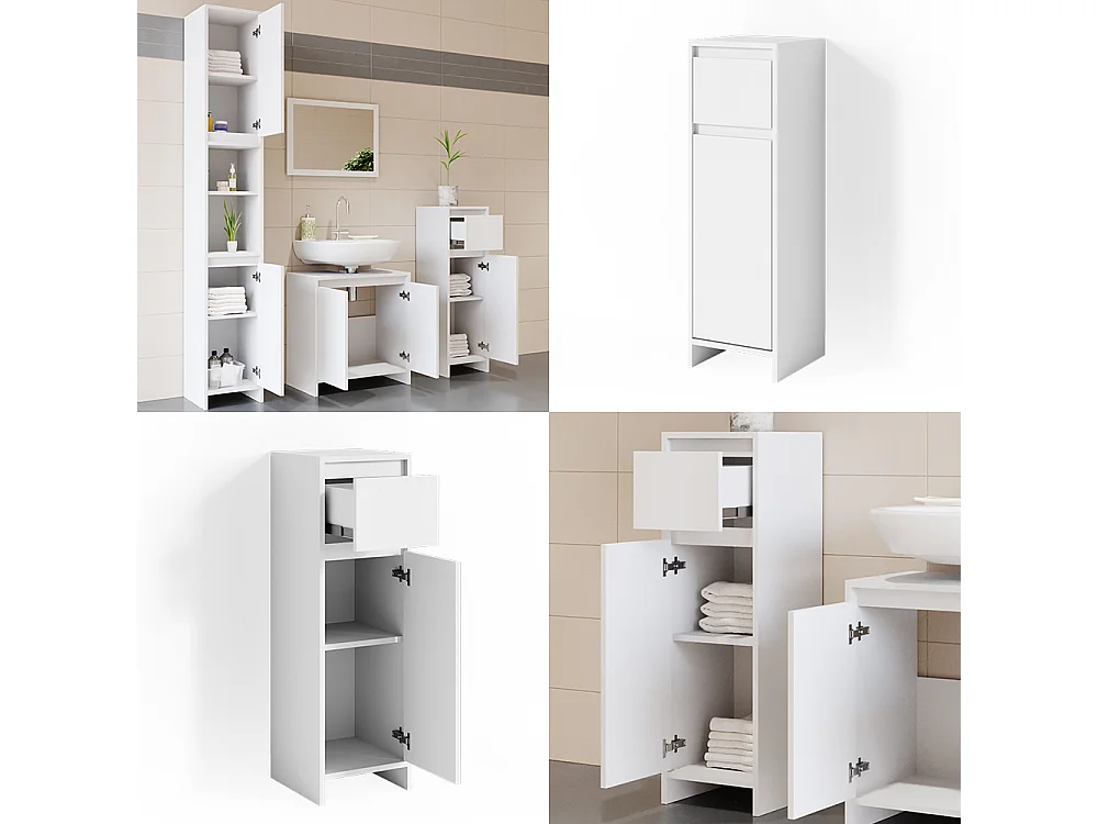 Mobiletto bagno bianco 30x30x95 emma