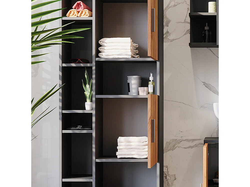 Armoire haute anthracite/chêne doré 60.2x30x190 ilias