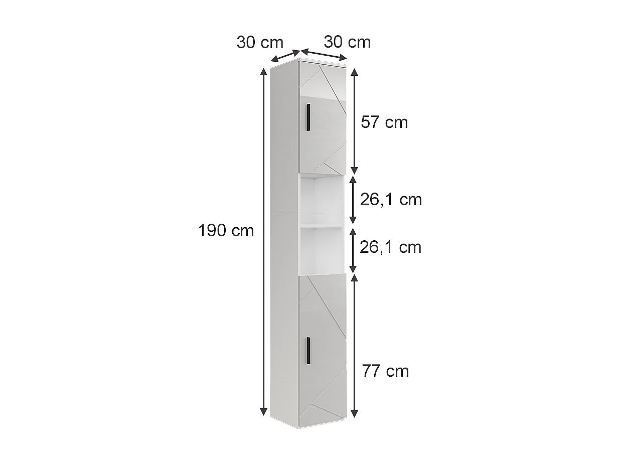 Hochschrank weiß/weiß hochglanz 30x30x190 irma