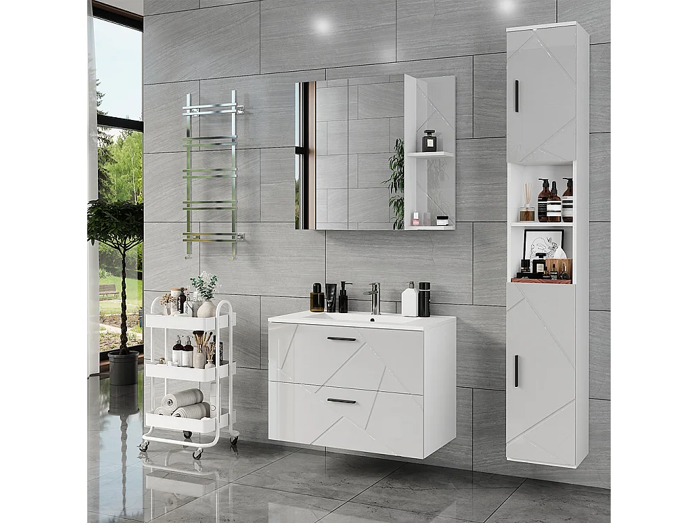 Armoire haute blanc/blanc brillant 30x30x190 irma